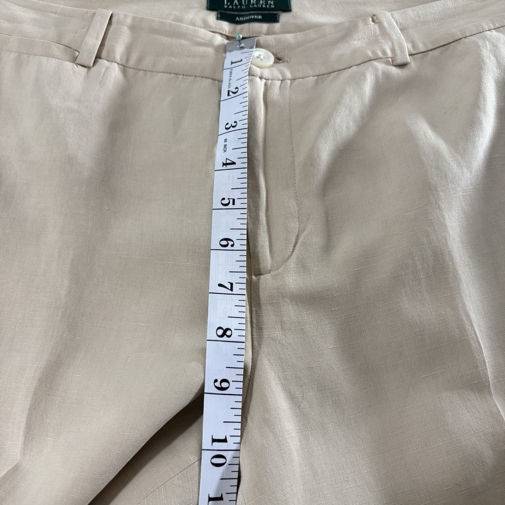 Lauren Ralph Lauren Andover Sz 10 Silk Linen Blend Lined Wide Leg Pants Beige - Picture 10 of 14